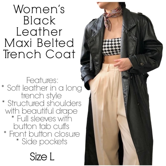 Jackets & Blazers - Women’s Black Leather Maxi Belted Trench Coat
